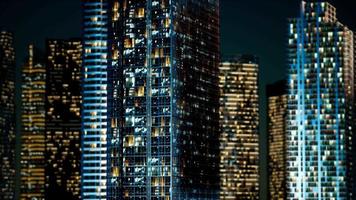 rascacielos en el barrio de negocios en la noche video