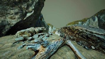 hyperlapse di spiaggia deserta e scogliera rocciosa video