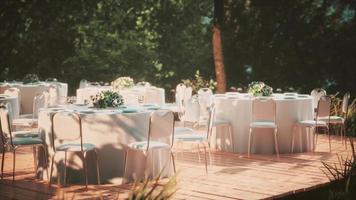 outdoor patio chair and table in cafe restaurant video