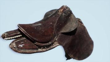 old used vintage leather dressage horse saddle video