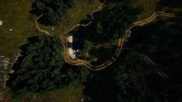 Aerial view of the road through the forest video