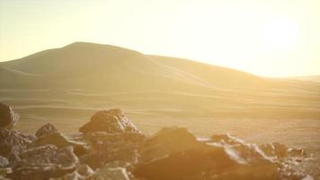 Aerial view on big sand dunes in Sahara desert at sunrise video