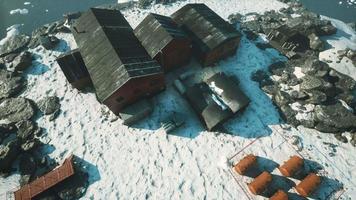 arial view of antarctic base and scientific research station video