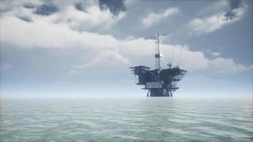 Large Pacific Ocean offshore oil rig drilling platform video