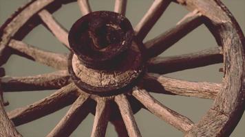Handmade rustic vintage wooden wheel used in medieval wagons video