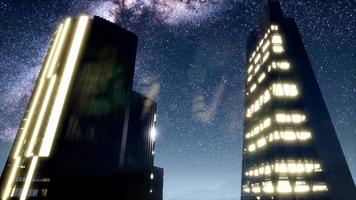 city skyscrapes at night video