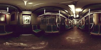 VR360 old underground subway metro wagon video