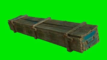 caja de madera para armas sobre fondo cromakey verde video