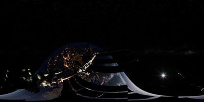 Timelapse ISS in virtual reality 360 degree video. International Space Station video