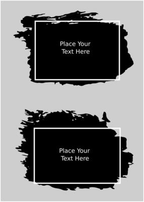 Grunge backgrounds set. Brush black paint ink stroke over square frame. Vector illustration