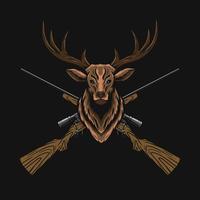 deer head and sniper for hunting design vector