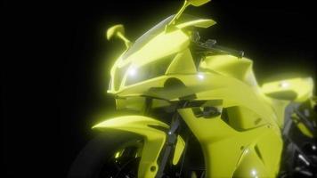 moto sport bike in dark studio with bright lights video