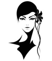 illustration of women short hair style icon, logo women face on white background, vector