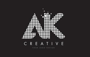 AK A K Letter Logo Design White Magenta Dots and Swoosh vector