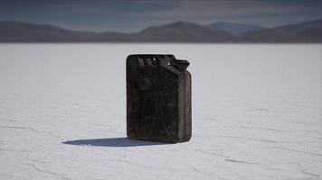 old metal fuel canister at salt flats in Utah video