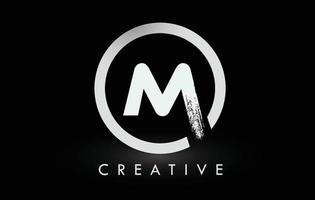 White M Brush Letter Logo Design. Creative Brushed Letters Icon Logo. vector