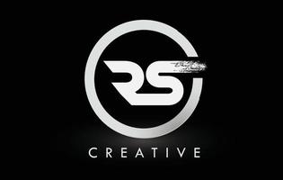 White RS Brush Letter Logo Design. Creative Brushed Letters Icon Logo. vector