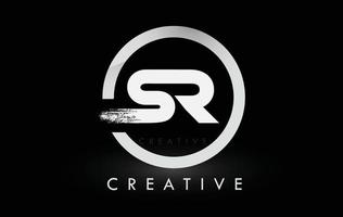 White SR Brush Letter Logo Design. Creative Brushed Letters Icon Logo. vector