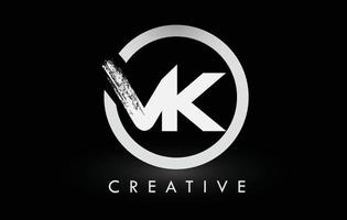 diseño de logotipo de letra de pincel vk blanco. logotipo de icono de letras cepilladas creativas. vector