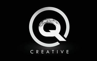 White Q Brush Letter Logo Design. Creative Brushed Letters Icon Logo. vector