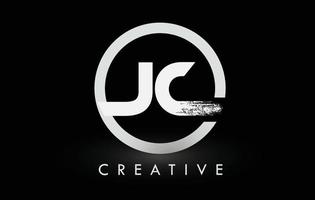 White JC Brush Letter Logo Design. Creative Brushed Letters Icon Logo. vector