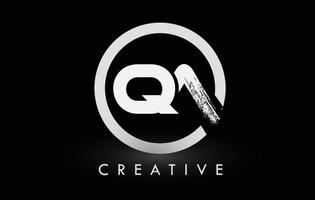 White QA Brush Letter Logo Design. Creative Brushed Letters Icon Logo. vector