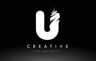 White U Brushed Letter Logo. Brush Letters design with Brush stroke design. vector