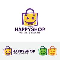 diseño de logotipo de concepto de compras felices vector