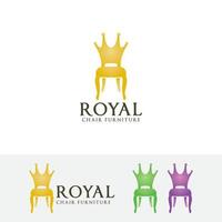 Royal chair furniture concept logo design vector