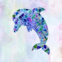 Turquoise Dolphin Mosaic Sea Glass Silhouette vector