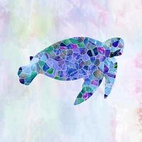 Turquoise Turtle Mosaic Sea Glass Silhouette vector