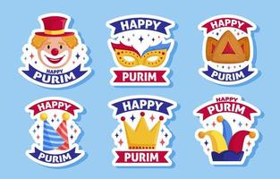 Purim Festival Sticker Set vector