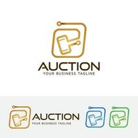 Digital auction logo template vector