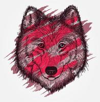 ilustración de dibujado a mano de vector de cabeza de lobo