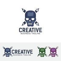 diseño creativo del logotipo del concepto del cráneo vector