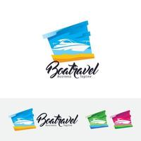 Boat travel logo template vector