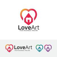concepto de diseño de logotipo de amor y arte vector