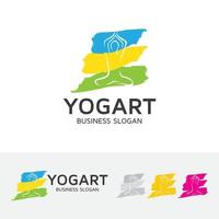 plantilla de logotipo de vector de arte de yoga