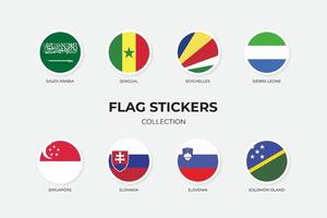 pegatinas de bandera de arabia saudita, senegal, seychelles, sierra leono, singapur, eslovaquia, eslovenia, isla salomón vector