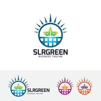Solar green energy logo design vector