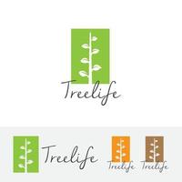 Silhouette tree vector logo template