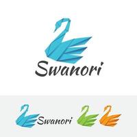 Swan origami logo design vector