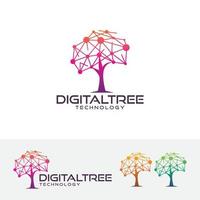 Digital tree concept logo design vector