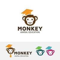 plantilla de logotipo de educación de mono vector