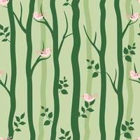 patrón natural sin costuras con lindos pájaros en el bosque de primavera, se puede usar para papel tapiz, moda, tela, textil, productos para niños y todo tipo de impresión vector
