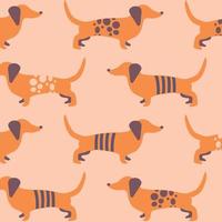 Seamless pattern with dachshunds. Cartoon vector background with dogs. For the design of textiles, fabric, wallpaper, wrapping paper.