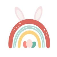 arcoiris de pascua con orejas de conejo. Felices Pascuas vector