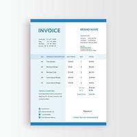 Minimalist and professional black and white blue color invoice, voucher, receipt sales voucher template vector format