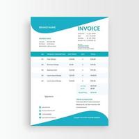 Minimalist and professional black and white blue color invoice, voucher, receipt sales voucher template vector format