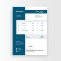 Minimalist and professional black and white blue color invoice, voucher, receipt sales voucher template vector format